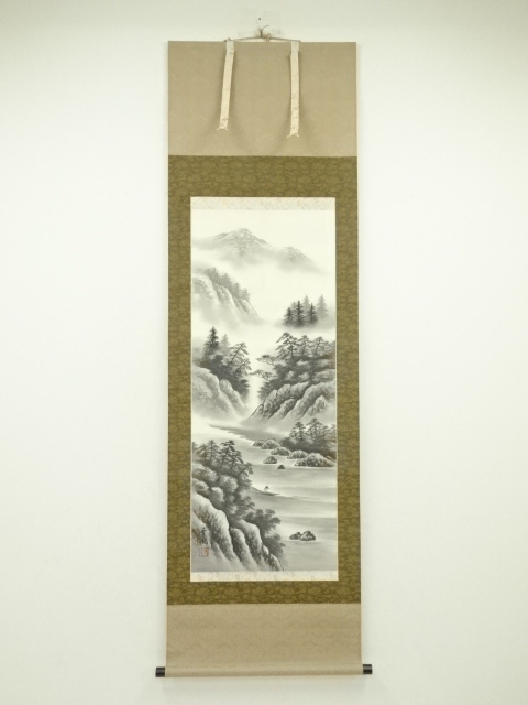 道具 ] - 道具 木透幸風筆 水墨山水 肉筆絹本掛軸（共箱） | ネット